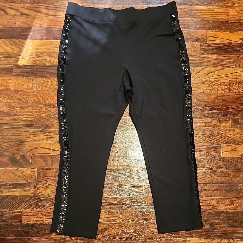 Liz Claiborne Whimsigoth Black Rock N Roll Leggings Sequin Side Detail Detail XL